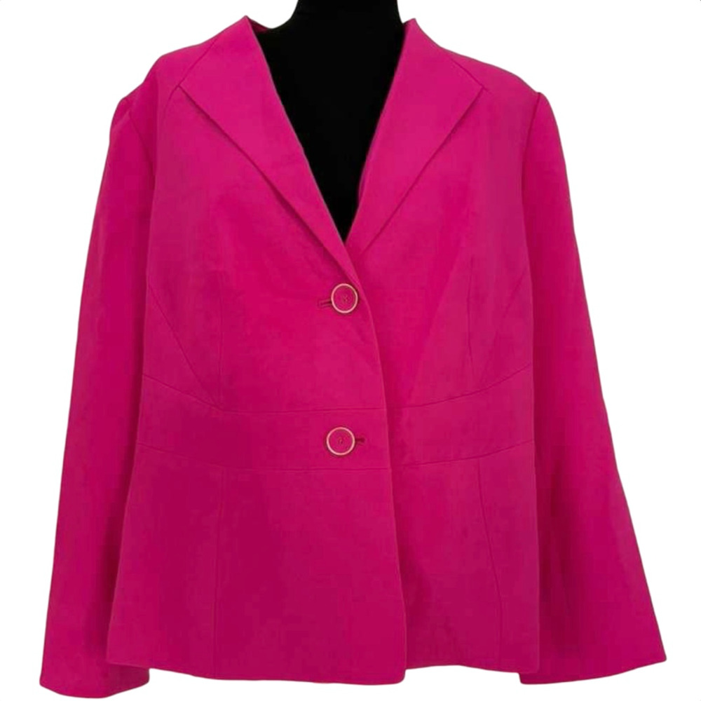 Le Suit 2 Piece Skirt Suit Set Pink Fuchsia Blazer Jacket Pencil Skirt 14W NWT - Picture 2 of 13